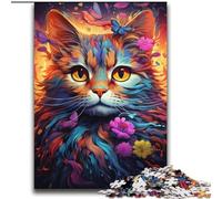 Rompecabezas para Adultos y Adolescentes, Dibujo de Gato en Color, Juegos educativos, decoración del hogar, colección de Artistas, Bellas Artes, 70x100cm