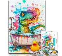 Rompecabezas para Adultos y Adolescentes: Dinosaurio bañándose Rompecabezas para Adolescentes, un desafío difícil para aliviar el estrés Regalos de Amigo Secreto (tamaño 38x26cm)