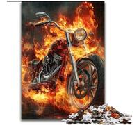 Rompecabezas para Adultos y Adolescentes, diseño de Motocicleta en Llamas, Juego desafiante, Juguetes, decoración de Pared, cumpleaños y Navidad tamaño 26x38cm
