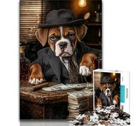 Rompecabezas para Adultos y Adolescentes, diseño de Perro bóxer Bebiendo, Juguete Educativo Intelectual descompresor, Regalo de cumpleaños, 38x26cm