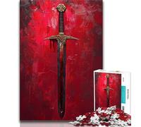 Rompecabezas para Adultos y Adolescentes: Espada mágica Medieval, desafiante, Divertido y Divertido, Regalo de cumpleaños, Arte Mural, 38x26cm