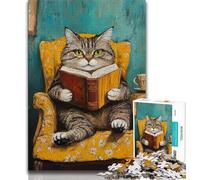 Rompecabezas para Adultos y Adolescentes, Gato Lector, Ayuda a ejercitar el Cerebro, Juguetes adictivos para Cultivar la Paciencia, decoración, 38x26cm