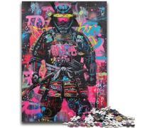 Rompecabezas para Adultos y Adolescentes: Guerrero Samurái Neón, Guerra, Rompecabezas para Adultos, Desafío de Inteligencia Cerebral, Juguetes Adictivos para Decoración del Hogar (75x50cm)