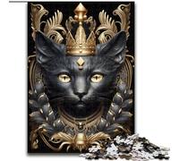 Rompecabezas para Adultos y Adolescentes, King Cat Golden Art Deco, Juego Familiar para aliviar el estrés, desafío difícil y fomentar el Amor en Pareja tamaño 26x38cm