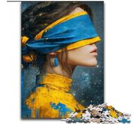 Rompecabezas para Adultos y Adolescentes: Mujer con los Ojos vendados, Juguetes educativos, Juegos Familiares, cumpleaños tamaño 50x75cm