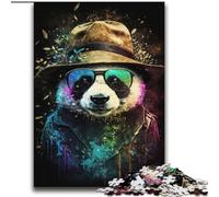Rompecabezas para Adultos y Adolescentes: Panda con Sombrero, Rompecabezas para aliviar el estrés, desafío difícil con póster a Juego y Hoja de Trivia de 70x100cm