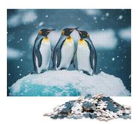 Rompecabezas para Adultos y Adolescentes Pingüinos Rey en un Iceberg en la Antártida Rompecabezas de Madera de 500 Piezas para Mayores de 18 años Decoración del hogar 500 Piezas (52x38cm)