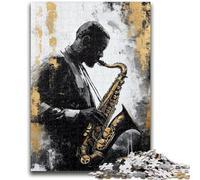 Rompecabezas para Adultos y Adolescentes Pintura al óleo de saxofón Apto para Mayores de 14 años Apto para Parejas Regalos para Amigos y Familiares 26x38cm