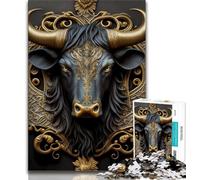 Rompecabezas para Adultos y Adolescentes: Rompecabezas Art Déco de Toro Dorado para Adolescentes, un desafío difícil para aliviar el estrés, un Regalo de Amigo Secreto (tamaño 75x50cm)