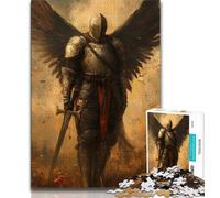 Rompecabezas para Adultos y Adolescentes Rompecabezas de Caballeros Medievales para Adultos con póster y Hoja de Trivia a Juego para Mayores de 14 años 26x38cm