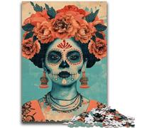Rompecabezas para Adultos y Adolescentes, Rompecabezas de Calavera Mexicana para niñas, antiestrés, desafío difícil con póster a Juego y Hoja de Trivia de 26x38cm