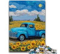 Rompecabezas para Adultos y Adolescentes Rompecabezas de camión en Campo de Girasoles Diseño Vibrante y único Experiencia Relajante y desafiante 50x75cm