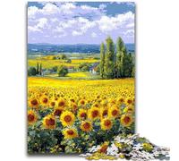 Rompecabezas para Adultos y Adolescentes, Rompecabezas de Campo de Girasoles, Juego desafiante y Familiar, Juego Educativo para cumpleaños y Navidad, 50x75cm