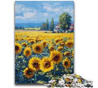 Rompecabezas para Adultos y Adolescentes, Rompecabezas de Campo de Girasoles para Mayores de 14 años, Juego de desafío único, Juegos Familiares, Regalos de cumpleaños y Navidad, 50x75cm