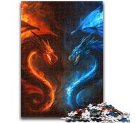 Rompecabezas para Adultos y Adolescentes, Rompecabezas de dragón de Hielo y Fuego para Mayores de 14 años, Juego de desafío único, Juegos Familiares, Regalos de cumpleaños y Navidad, 38x26cm