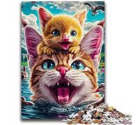 Rompecabezas para Adultos y Adolescentes, Rompecabezas de Gatos y Gatitos, Juego de Preguntas Toda la Familia, 50x75cm