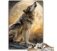 Rompecabezas para Adultos y Adolescentes, Rompecabezas de Lobo bajo la Luna, desafío de Inteligencia Cerebral, Juguetes adictivos, Regalo de cumpleaños, Regalos, Arte de Pared, 50x75cm