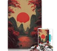 Rompecabezas para Adultos y Adolescentes, Rompecabezas de Paisaje japonés, Arte al carbón, para Pasar el rato y Decorar el hogar, 38x26cm