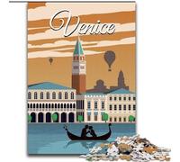 Rompecabezas para adultos y adolescentes, rompecabezas de Venecia, Italia, arte de viaje, juego desafiante y juego familiar con piezas de formas aleatorias totalmente entrelazadas (26x38cm)1000 piezas