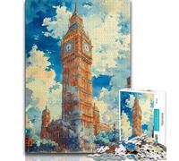 Rompecabezas para Adultos y Adolescentes, Rompecabezas del Big Ben de Londres, Arte al carbón, Vacaciones en casa, Tiempo Libre para decoración del hogar, 38x26cm