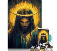 Rompecabezas para Adultos y Adolescentes, Rompecabezas Golden Jesus, Juguetes de Entretenimiento Familiar con póster a Juego y Hoja de Trivia de 50x75cm
