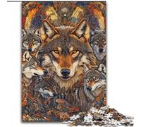 Rompecabezas para Adultos y Adolescentes, tótem de Lobo, Juguetes educativos, decoración de Pared antiestrés tamaño 50x75cm