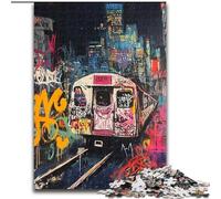 Rompecabezas para Adultos y Adolescentes, Tren Estilo Basquiat, Juguete Educativo Intelectual descompresor, Regalo de cumpleaños, decoración de Pared tamaño 50x75cm