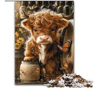Rompecabezas para Adultos y Adolescentes: Vaca de Las Tierras Altas, Juego Familiar para aliviar el estrés, desafío difícil Una Obra de Arte para Mayores de 14 años tamaño 50x75cm