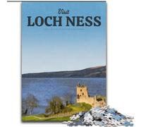 Rompecabezas para Adultos y Adolescentes: Visita el Lago Ness, Juguetes de Entretenimiento Familiar con póster y Hoja de Trivia a Juego (26x38cm) 1000 Piezas