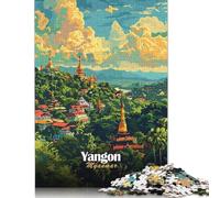 Rompecabezas para Adultos Yangon, Myanmar (Birmania), 500 Piezas, Rompecabezas de Madera para Adultos Mayores de 18 años, Divertidos Juegos de Rompecabezas, 52 x 38 cm.