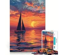 Rompecabezas para Adultos Yate,Océano y Puesta de Sol de 1000 Piezas Diversión para ejercitar la Memoria Ajuste Estable,sin Piezas Que se muevan Compacto Ideal para Jugar en Familia (38x52cm)