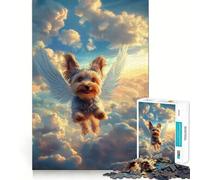 Rompecabezas para Adultos Yorkshire Terrier con alas de ángel,1000 Piezas,Juego para estimular la Mente,Corte láser, Actividad Relajante para Grupos en Interiores (38x52cm)
