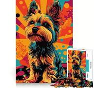 Rompecabezas para Adultos Yorkshire Terrier Pop Art 1000 Piezas Juego de Memoria Mental de Alta precisión Manualidad de Corte Tiempo Tranquilo Ejercicio Mental en casa (38x26cm)