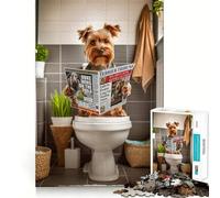 Rompecabezas para Adultos Yorkshire Terrier Toilet,1000 Piezas,para desarrollar la Memoria,Ajuste Estable,sin Piezas Que se muevan,Compacto,Ideal para Jugar en Familia (38x52cm)