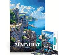 Rompecabezas para Adultos Zlatni Rat Croatia Coastal View,1000 Piezas,Juego para estimular la Mente,diseño Ajustado sin Huecos,Regalo de cumpleaños,Juguete para ejercitar el Cerebro (50x75cm)