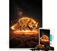 Rompecabezas para Adultos Zorro místico en Paisaje cósmico, 1000 Piezas Fortalece la Memoria Divertido y Relajante Borde de Calidad Regalo Ideal para Festivales (38x52cm)
