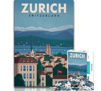 Rompecabezas para Adultos Zurich de 1000 Piezas, Juego Educativo, Juguete de desafío, decoración de Pared, cumpleaños y Navidad, 75x50cm
