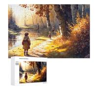 Rompecabezas para Adultos1000 PCS Autumn Walk by The River Rompecabezas para Adultos Juegos Familiares Análisis Y Lógica Reducción del Estrés Regalos 1000 PCS