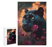 Rompecabezas para Adultos1000 PCS Black Panther in Flowers -1 Rompecabezas Juego De Ingenio Patrón De Ensamblaje Regalos Y Cumpleaños Únicos 1000 PCS