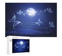Rompecabezas para Adultos1000 PCS Blue Moon Butterfly Night Sky Rompecabezas para Adolescentes Juego De Ingenio Arte De Pared Cumpleaños 1000 PCS