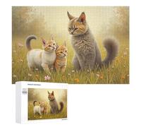 Rompecabezas para Adultos1000 PCS Cat Family in Flower Field Rompecabezas De Juguete para Decoración De Pared Difícil Oferta Difícil como Regalo para Toda La Familia 1000 PCS