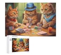 Rompecabezas para Adultos1000 PCS Cat Poker Night Feline Fun at The Table Rompecabezas para Adolescentes Juego De Ingenio Arte De Pared Cumpleaños 1000 PCS