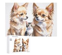 Rompecabezas para Adultos1000 PCS Chihuahua Dogs and Tabby Cat Rompecabezas De Juguete para Decoración De Pared Difícil Oferta Difícil como Regalo para Toda La Familia 1000 PCS