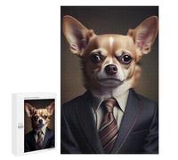 Rompecabezas para Adultos1000 PCS Chihuahua Suit Rompecabezas para Adultos Juguete Decoración De Pared Desafío Difícil Cumpleaños Y Navidad 1000 PCS