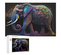 Rompecabezas para Adultos1000 PCS Colorful Elephant with Tree Illustration Rompecabezas De Juguete para Decoración De Pared Difícil Oferta Difícil como Regalo para Toda La Familia 1000 PCS