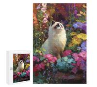 Rompecabezas para Adultos1000 PCS Colorful Flower Garden Cat Rompecabezas para Adolescentes Juegos Relajantes para La Diversión Familiar Actividades Divertidas En Casa 1000 PCS