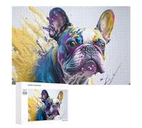 Rompecabezas para Adultos1000 PCS Colorful French Bulldog Artwork Rompecabezas De Juguete para Decoración De Pared Difícil Oferta Difícil como Regalo para Toda La Familia 1000 PCS