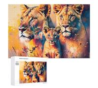 Rompecabezas para Adultos1000 PCS Colorful Lion Family Portrait Rompecabezas para Adolescentes Juego De Ingenio Arte De Pared Cumpleaños 1000 PCS