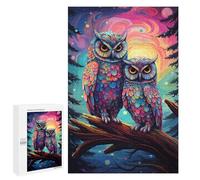 Rompecabezas para Adultos1000 PCS Colorful Owl Duo in Fantasy Forest Rompecabezas para Adultos Juegos Divertidos Regalo De Cumpleaños Regalos De Cumpleaños 1000 PCS