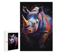 Rompecabezas para Adultos1000 PCS Colorful Rhino Portrait Rompecabezas De Juguete para Decoración De Pared Difícil Oferta Difícil como Regalo para Toda La Familia 1000 PCS